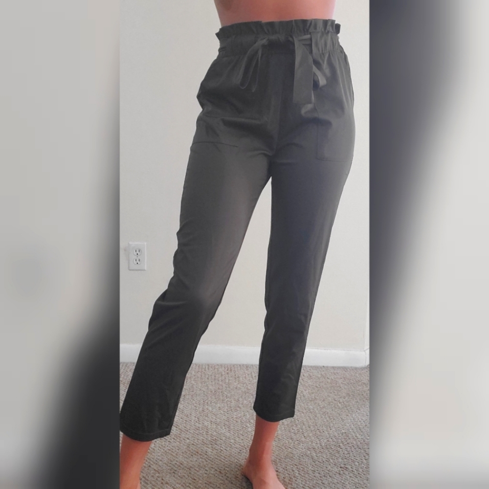 Streetwear Society Dark Green/Olive High Waist Ankle Pants